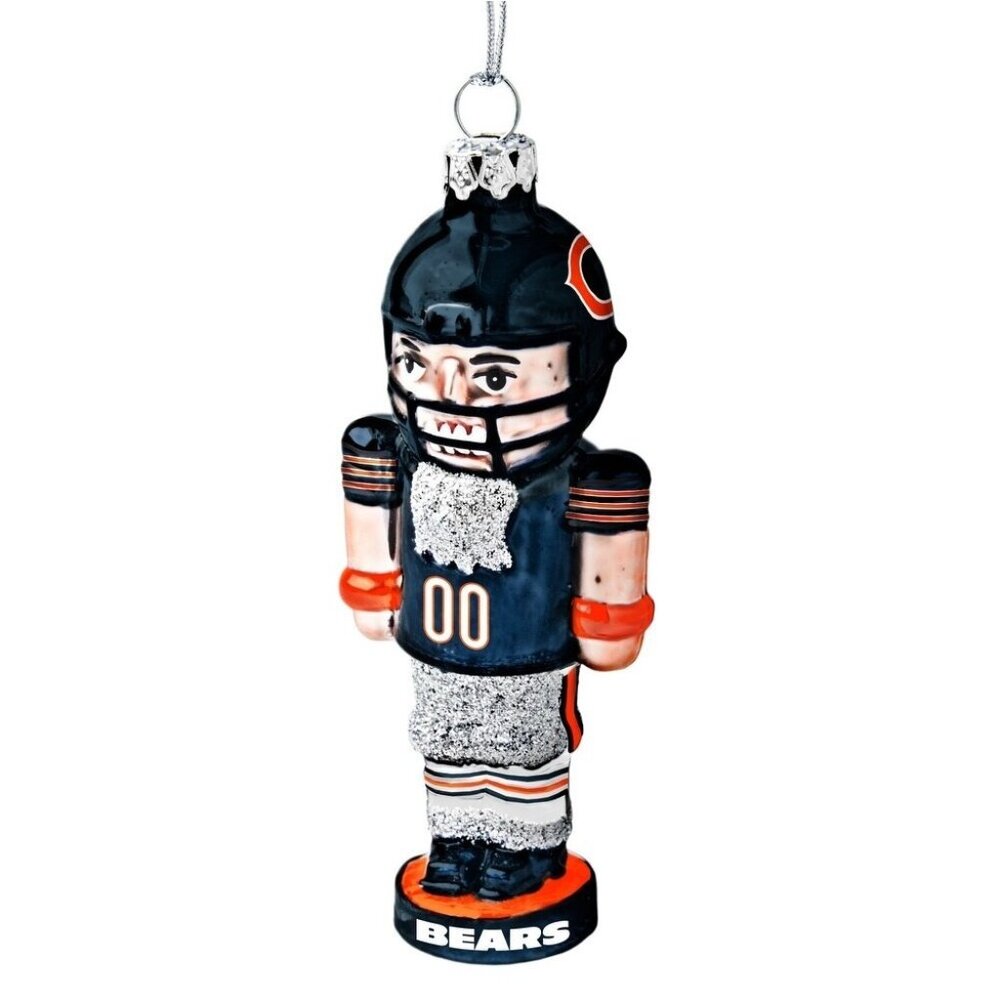 Chicago Bears Ornament Football Player Nutcracker Christmas Blown Glass New NFL